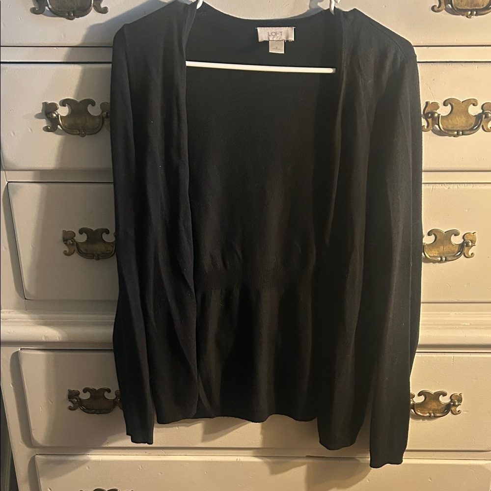 LOFT Outlet Black Women's Open Front Sweater, Women’s Small